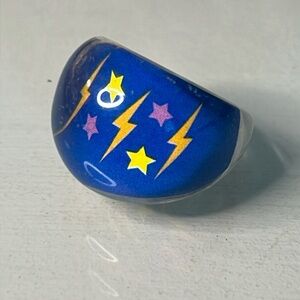 Vintage Lucite Lightning Bolts and Stars Ring